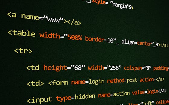 Close-up of HTML code lines highlighting web development concepts and techniques.